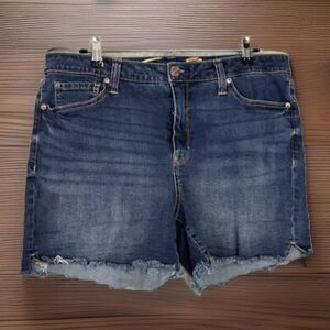 Seven 7 Jeans Weekend Shorts Women’s 16 Dark High Rise Whiskered Frayed Hem Boho